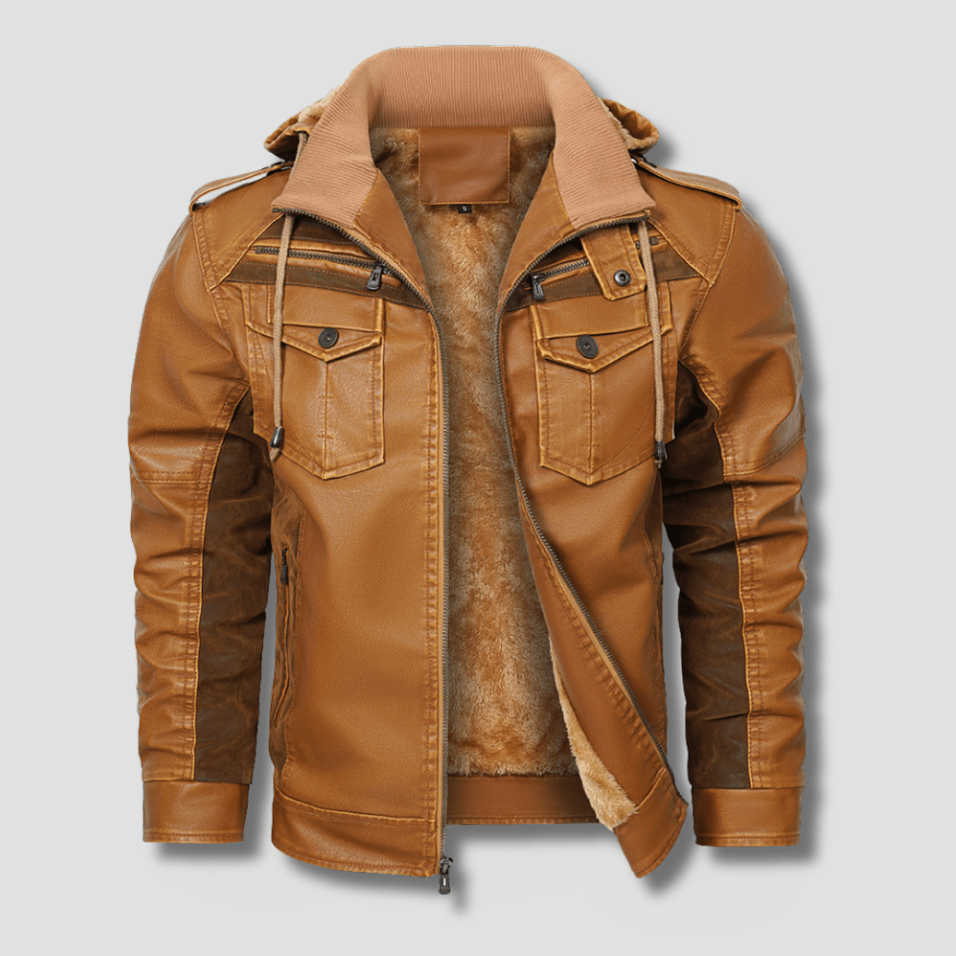 Falcon Fleeced Hooded Moto Jacket - Timeless Crafted