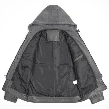 Gridline Hooded Moto Jacket - Timeless Crafted