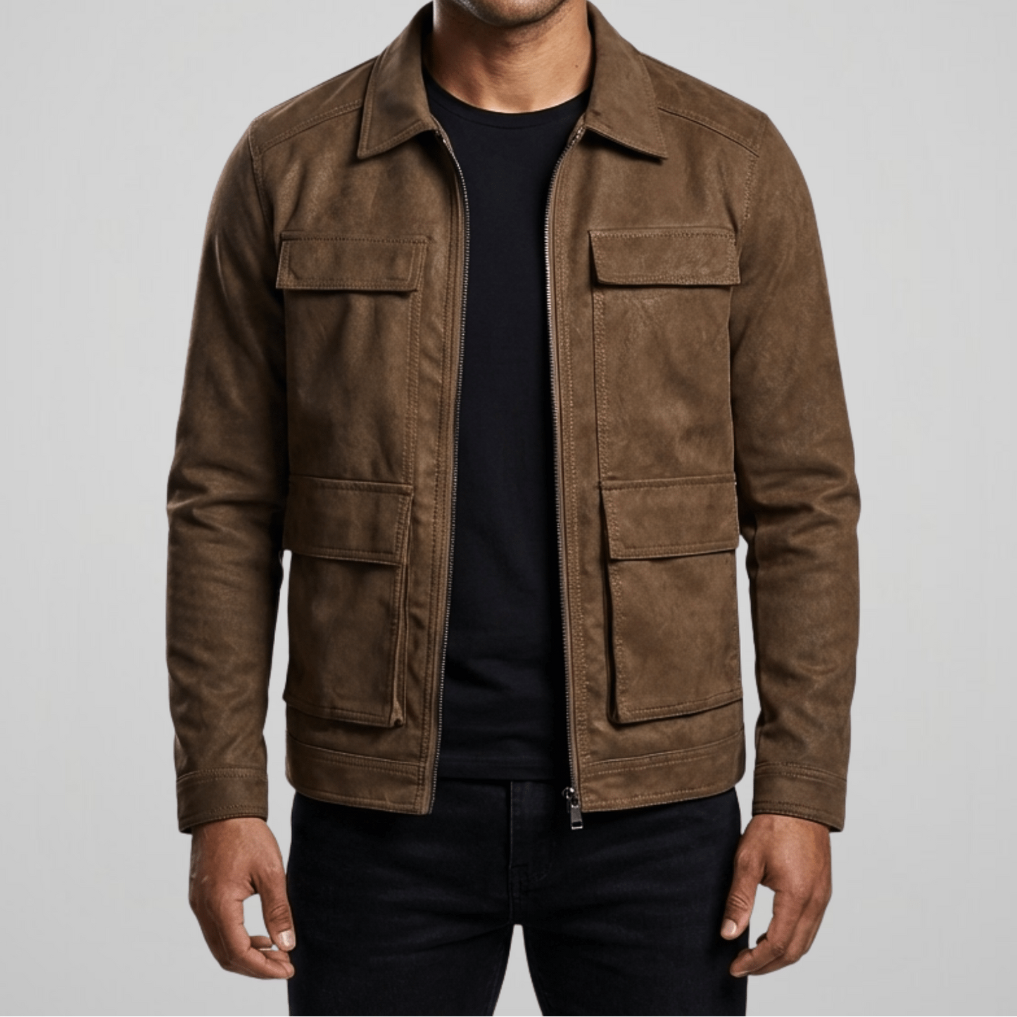 Outpost Faux Suede Utility Pocket Jacket - Timeless Crafted