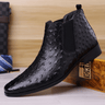 Quill Ostrich-Embossed Chelsea Boots